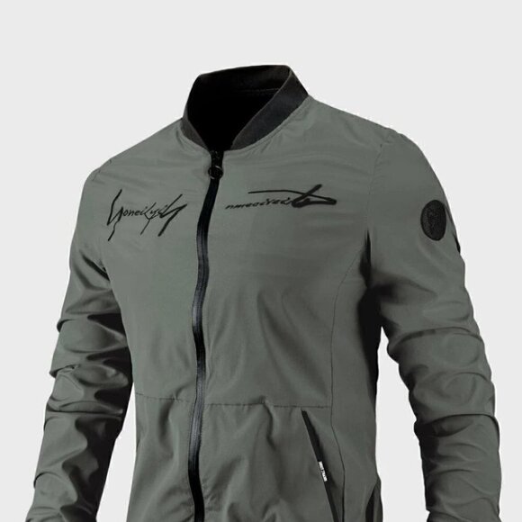 Dark Green Casual Men's Bomber Jacket